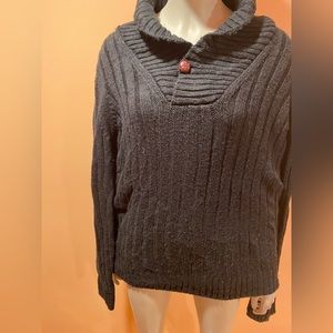 Zara Man’s Single Button Shawm Sweater, Color-Black, Size-XL